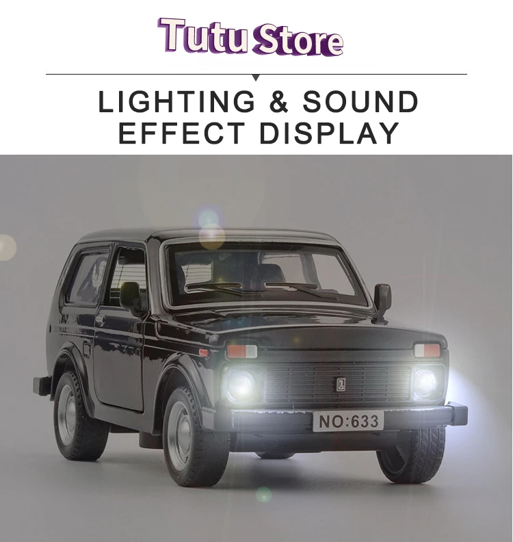 1/32 Russian LADA NIVA Alloy Model Car LADA 2106 Toy Diecasts Metal Casting Pull Back Music Light Car Toys For Children Vehicle