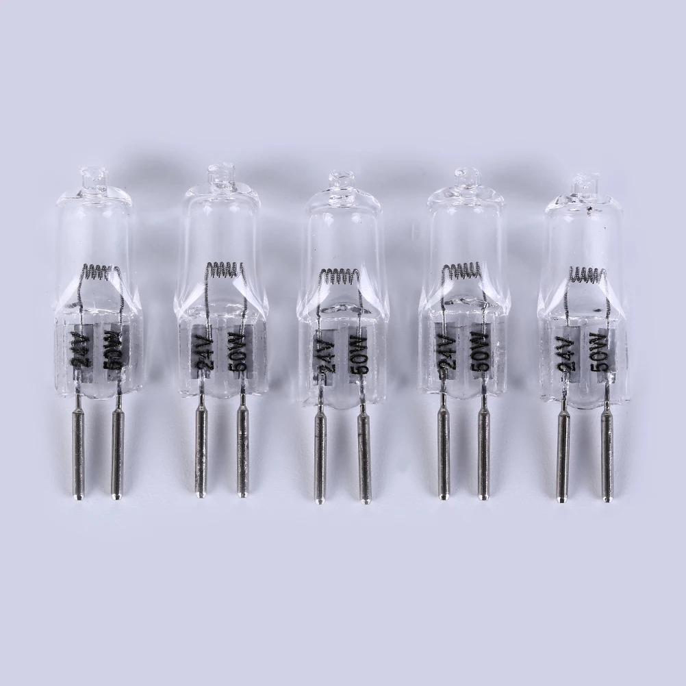 5 pz/set 35/ 50W 2900K alogena G5.3 24V lampada alogena luce calda Base lampadina trasparente alogena inserita lampada di cristallo