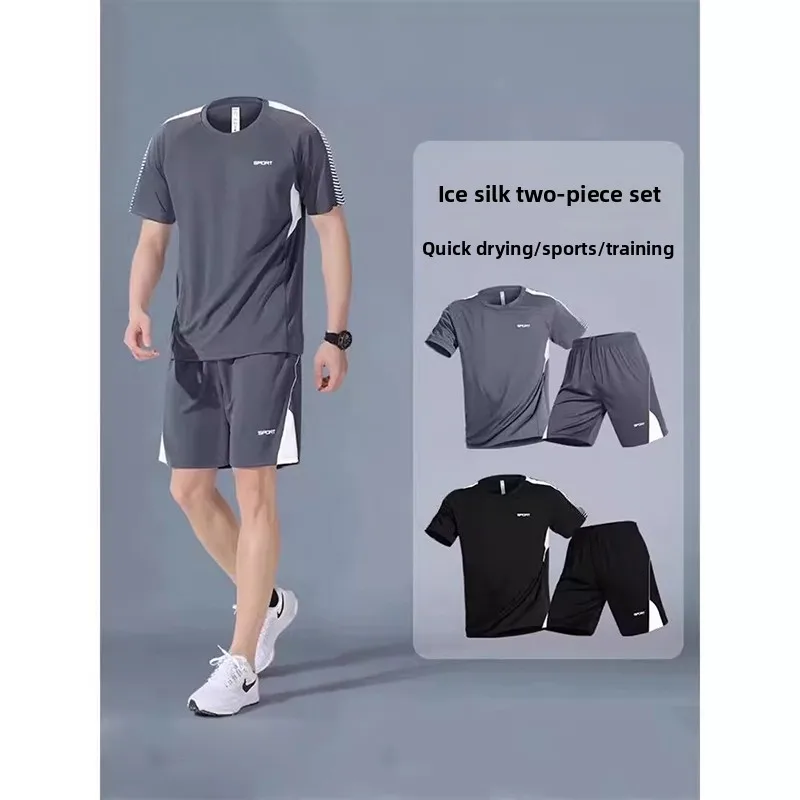 Summer Beach Quick Drying Men's and Women's Suit Fashionable and Breathable T-shirt+Shorts Comfortable Sports and Casual Wear