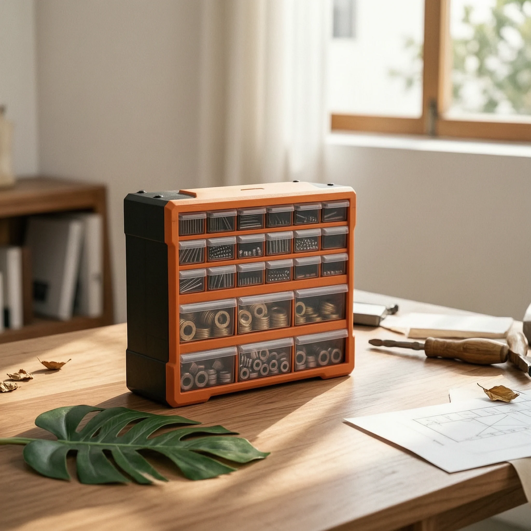 24-Drawer Parts Cabinet Bolt and Nut Organizer Grid Layout Drawer Parts Cabinet Removable Dividers for Garage