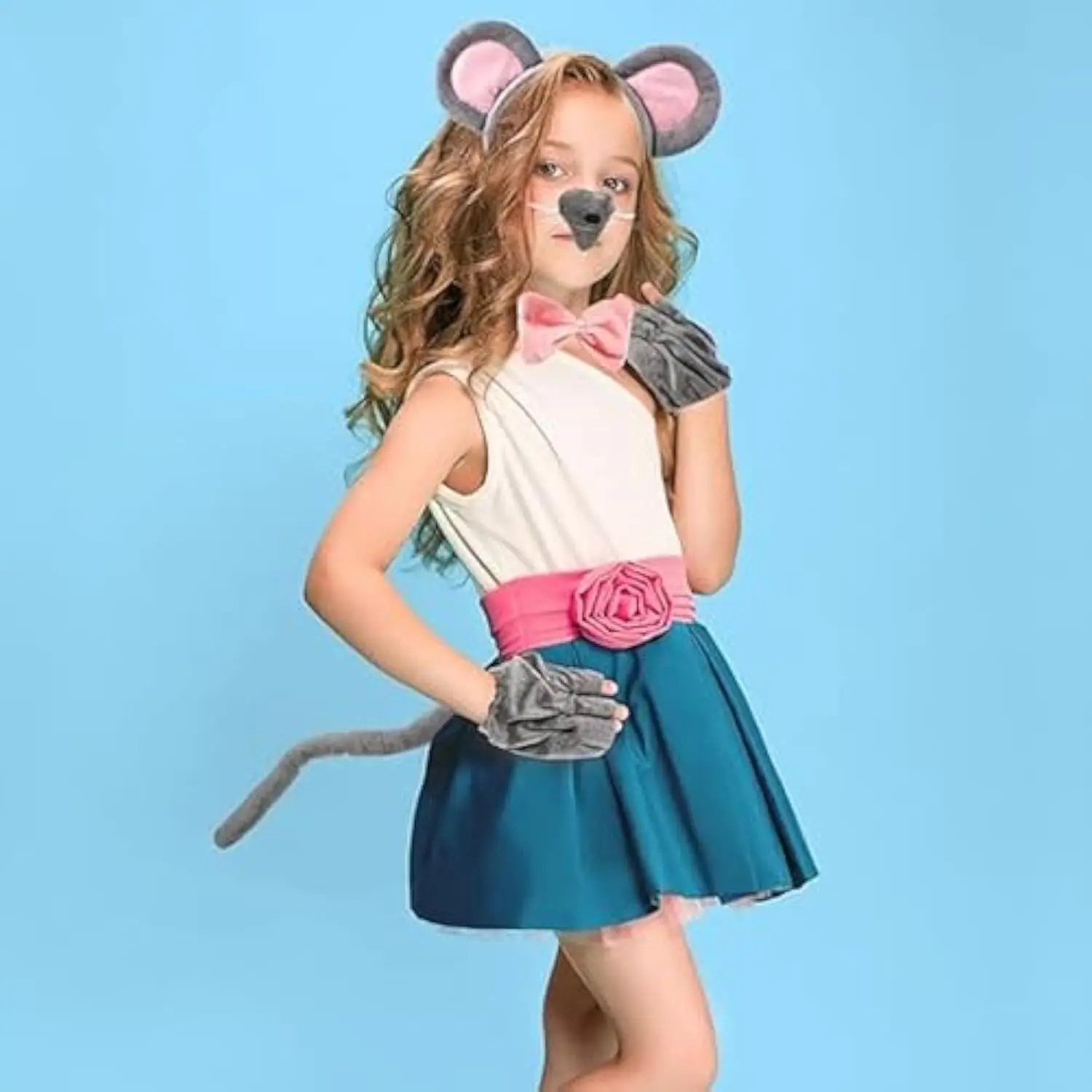 어린이 및 성인을 위한 마우스 의상 세트 - 할로윈, 코스프레, 카니발, 세계 도서의 날을 위한 모피 동물 의상 액세서리