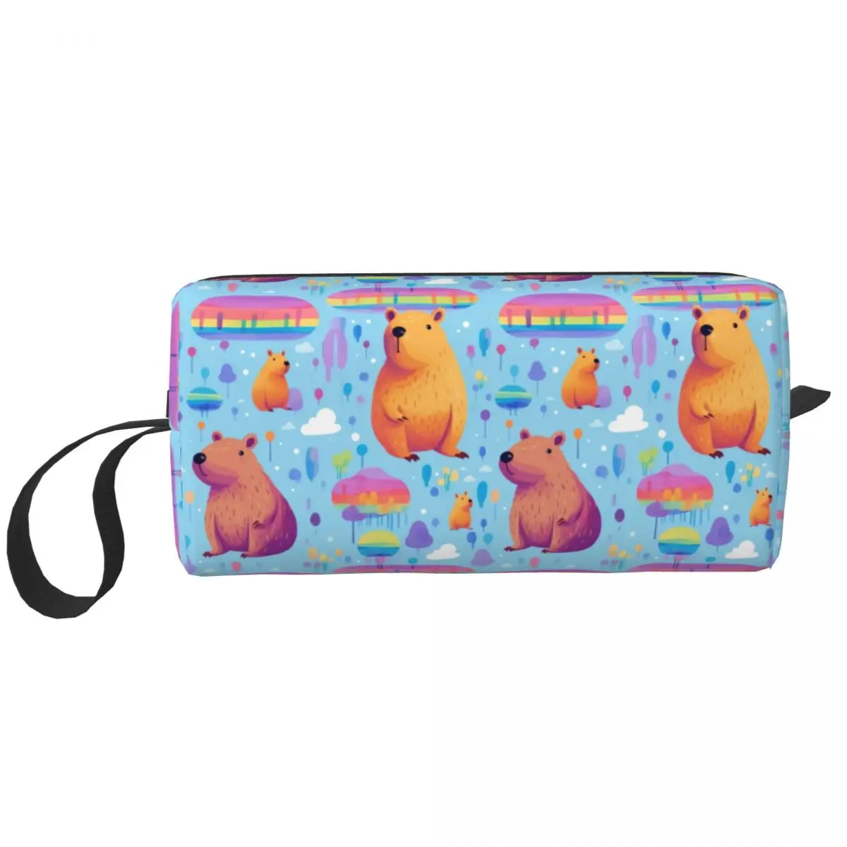 Custom Bright Colors Capybara Pattern Travel Toiletry Bag Women Cosmetic Makeup Bag Beauty Storage Bags Dopp Kit Case Box Gifts