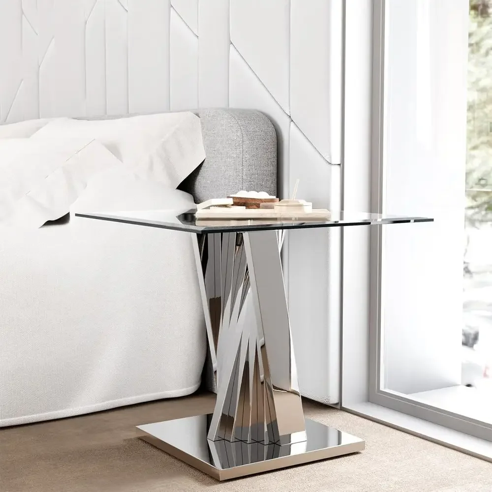 

Promotion PriceSpecial OfferSilver End Table Set O 2, 24 Inch Ern Alcone End Table With Clear Glass Top, Living Room Side Table