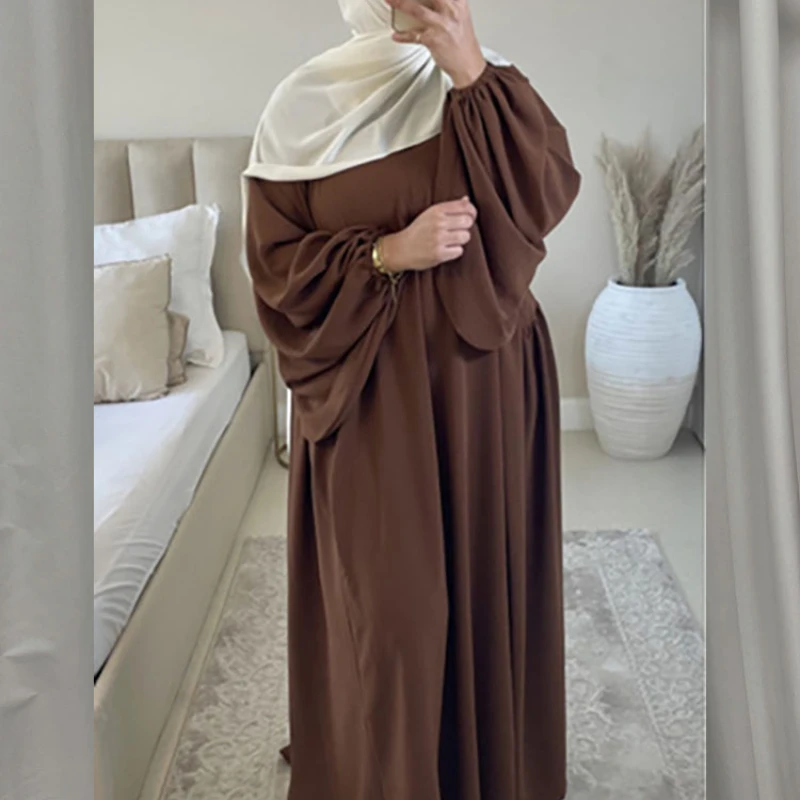 

Abaya Muslim Long Dress for Women Crepe Ramadan Eid Loose Islamic Clothing Prayer Dresses Hijab Robe Dubai Turkish Modest Kaftan