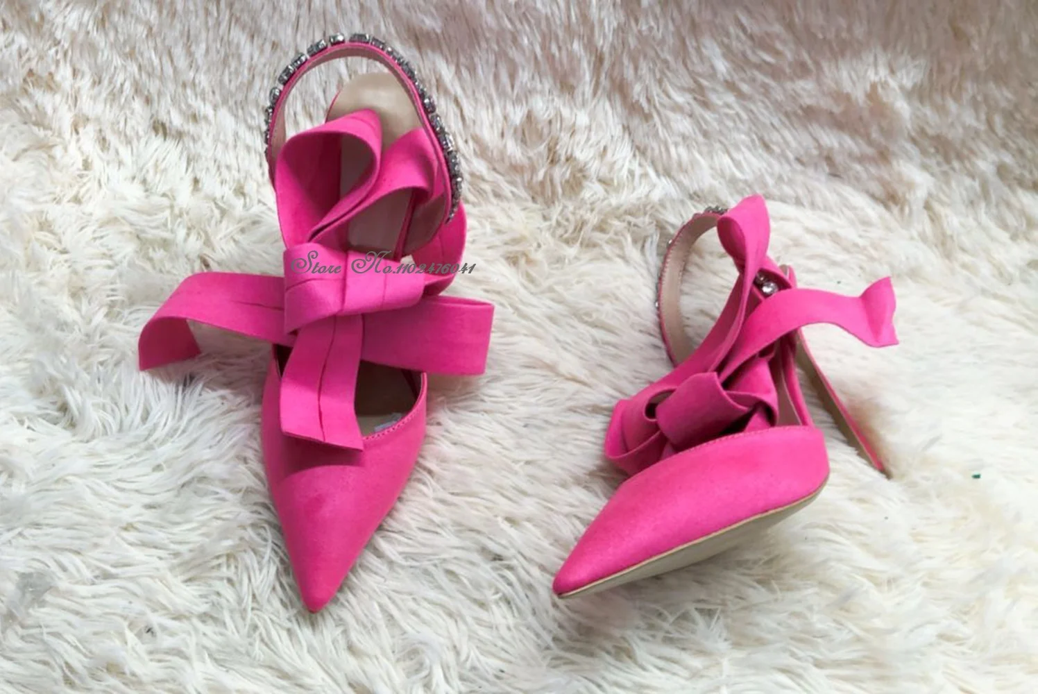 Women Pink Black Suede Big Butterfly-knot Wedding Shoes Bling Bling Crystal Beaded Slingback Dress Pumps 12cm Stilettos Footwear