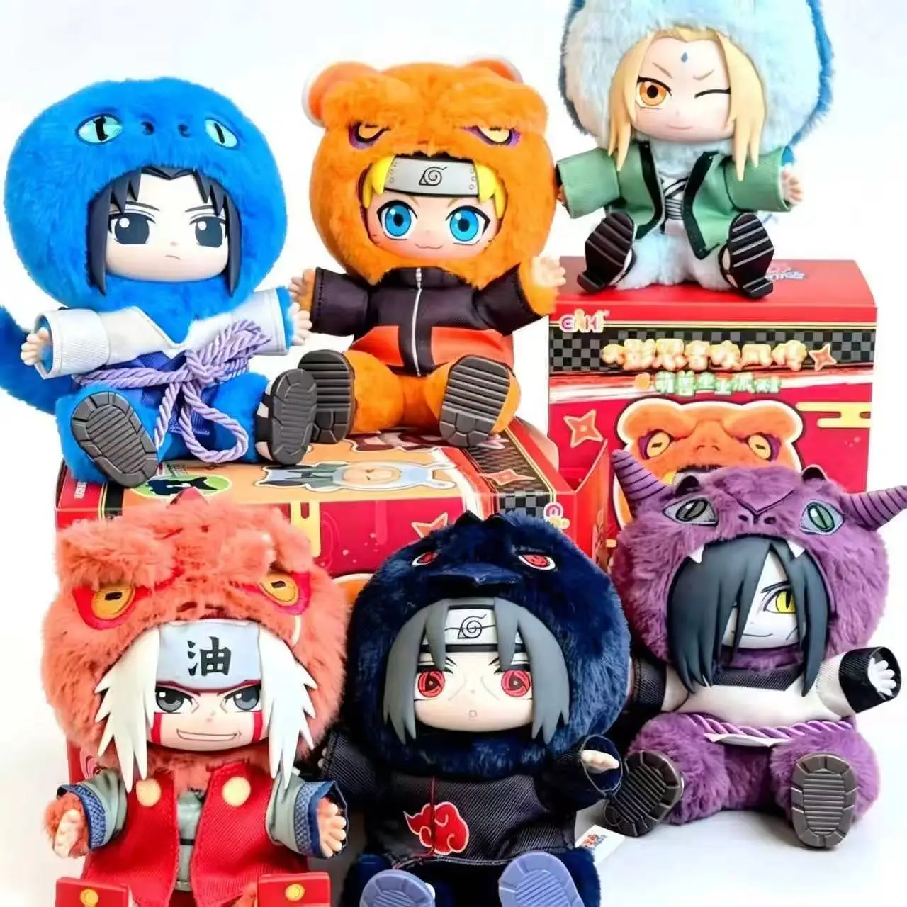 

In Stock Genuine TOPTOY EAKI Naruto Sit-in Party Konohagakure San'in Jiraiya Orochimaru Tsunade Cute Plush Blind Box Toys Gifts