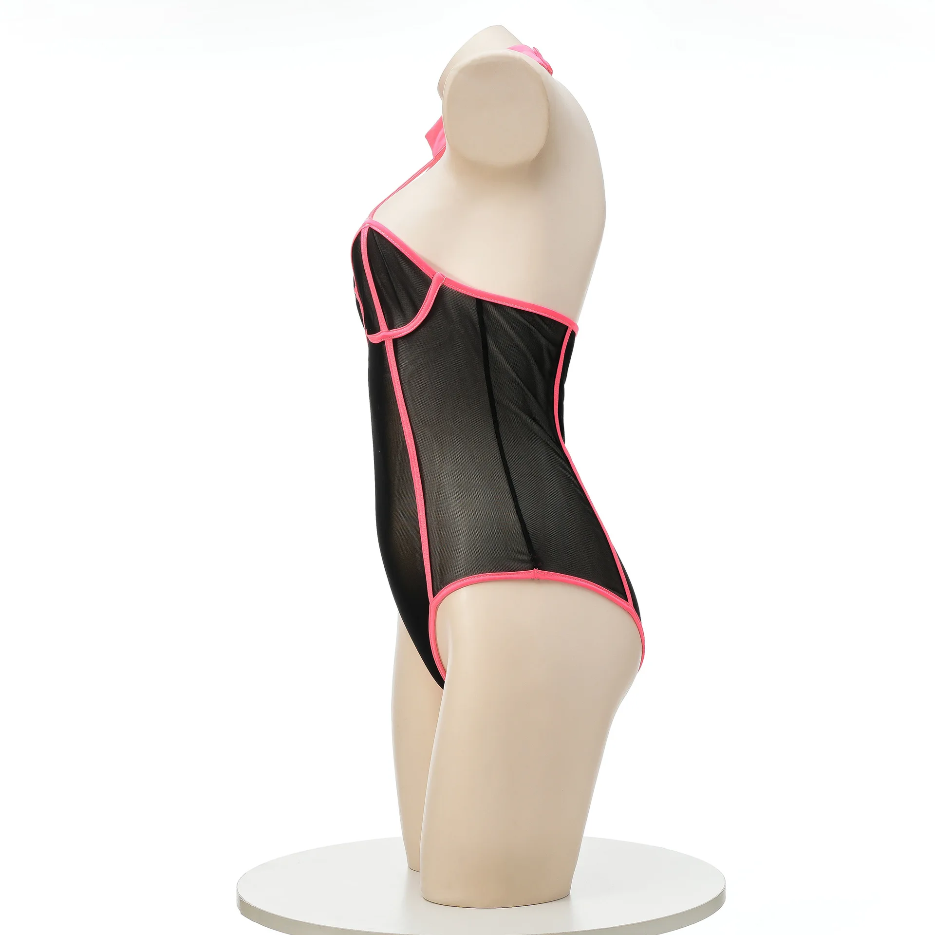 Feminino retro gelo seda bodycon maiô ultra-fino transparente banho elástico baixo corte sedutor sexy punk terno de natação