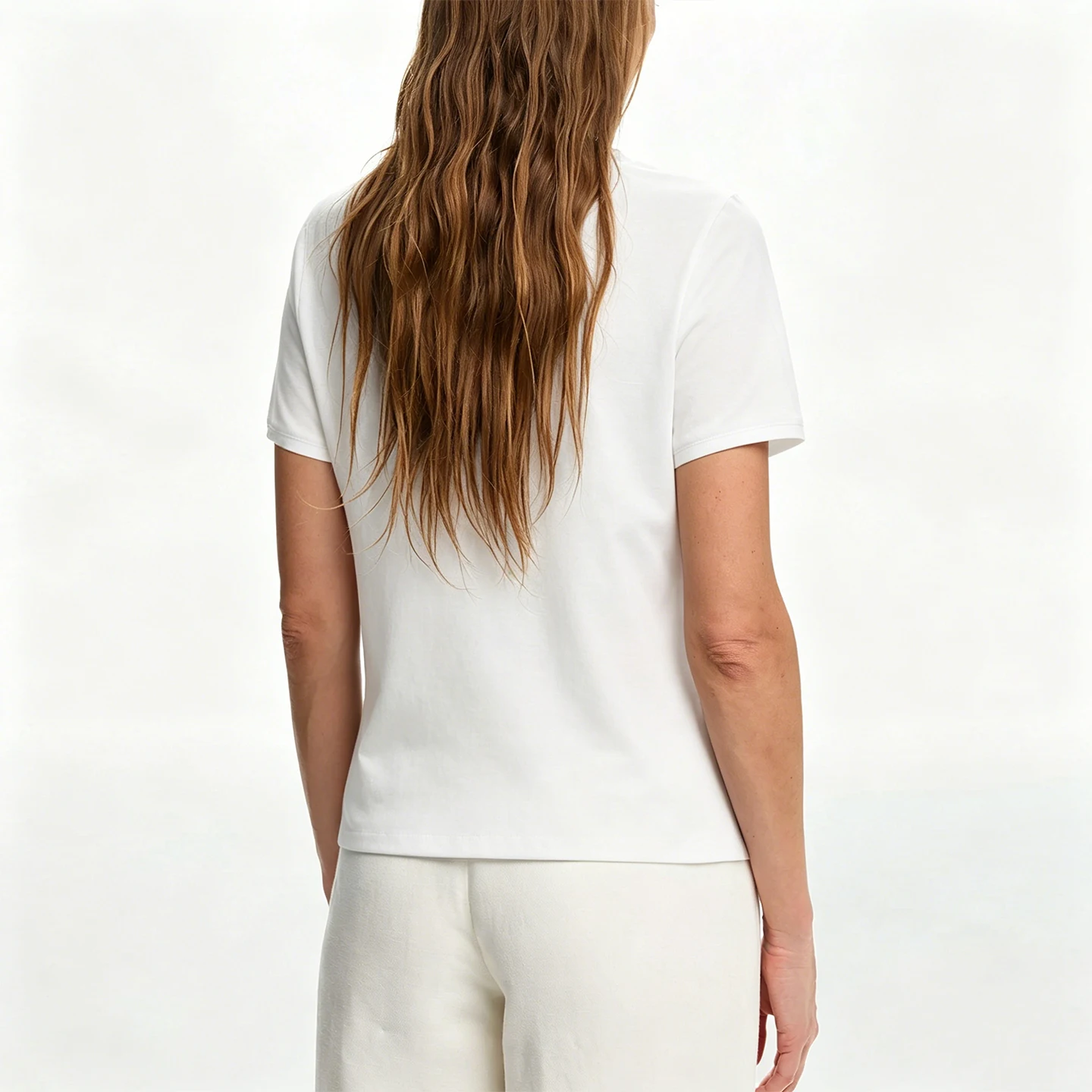 CH Damen-T-Shirt, weiß, kurzärmelig, schmale Passform, Rundhalsausschnitt, farbige Buchstabenstickerei, atmungsaktive Baumwolle, Alltags-Freizeitoberteil – Detail 4