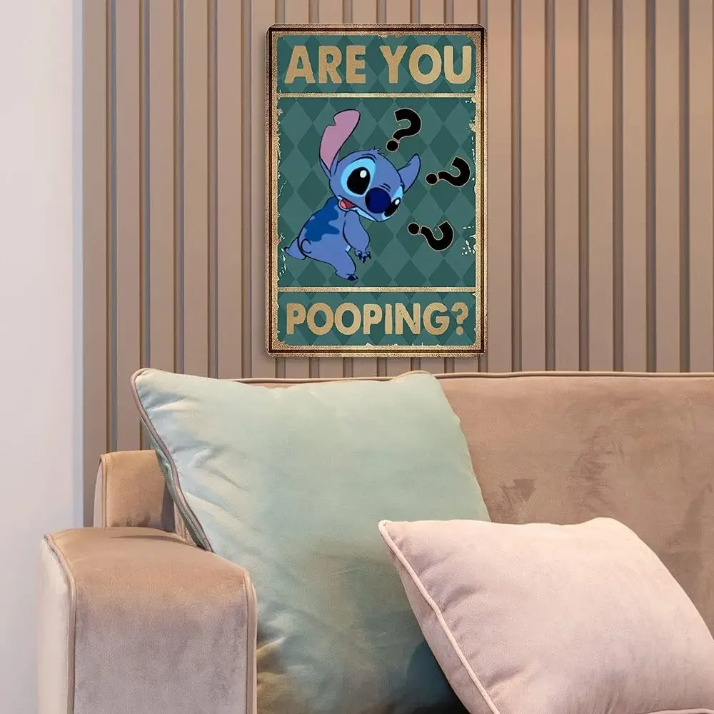 مضحك غرزة الحمام علامات ديكور تين تسجيل خمر أبواب الحمامات علامات للمنزل جدار الفن لطيف غرفة المرحاض تسجيل