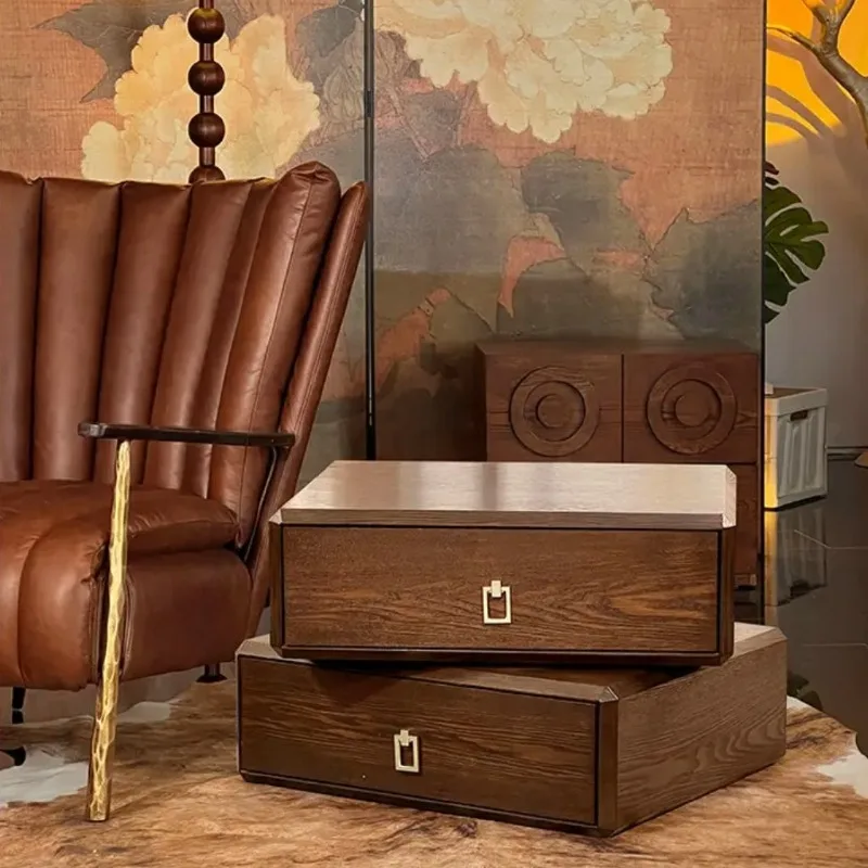 American and Chinese ancient style solid wood rotating corner sofa edge creative Internet celebrity multi-functional locker