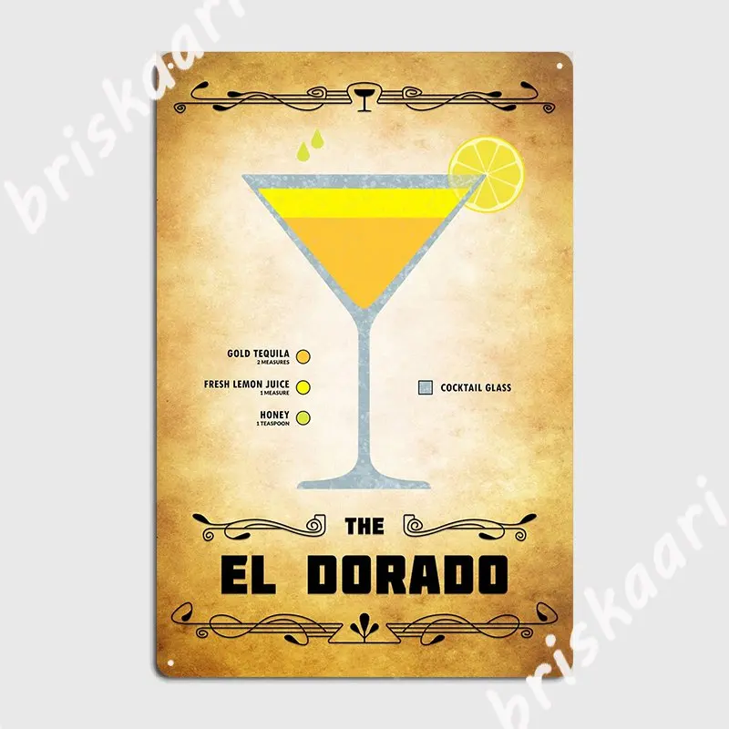 El Dorado Cocktail Classic Metal Sign Mural Painting Décor Cinema Garage Designing Tin Sign Poster