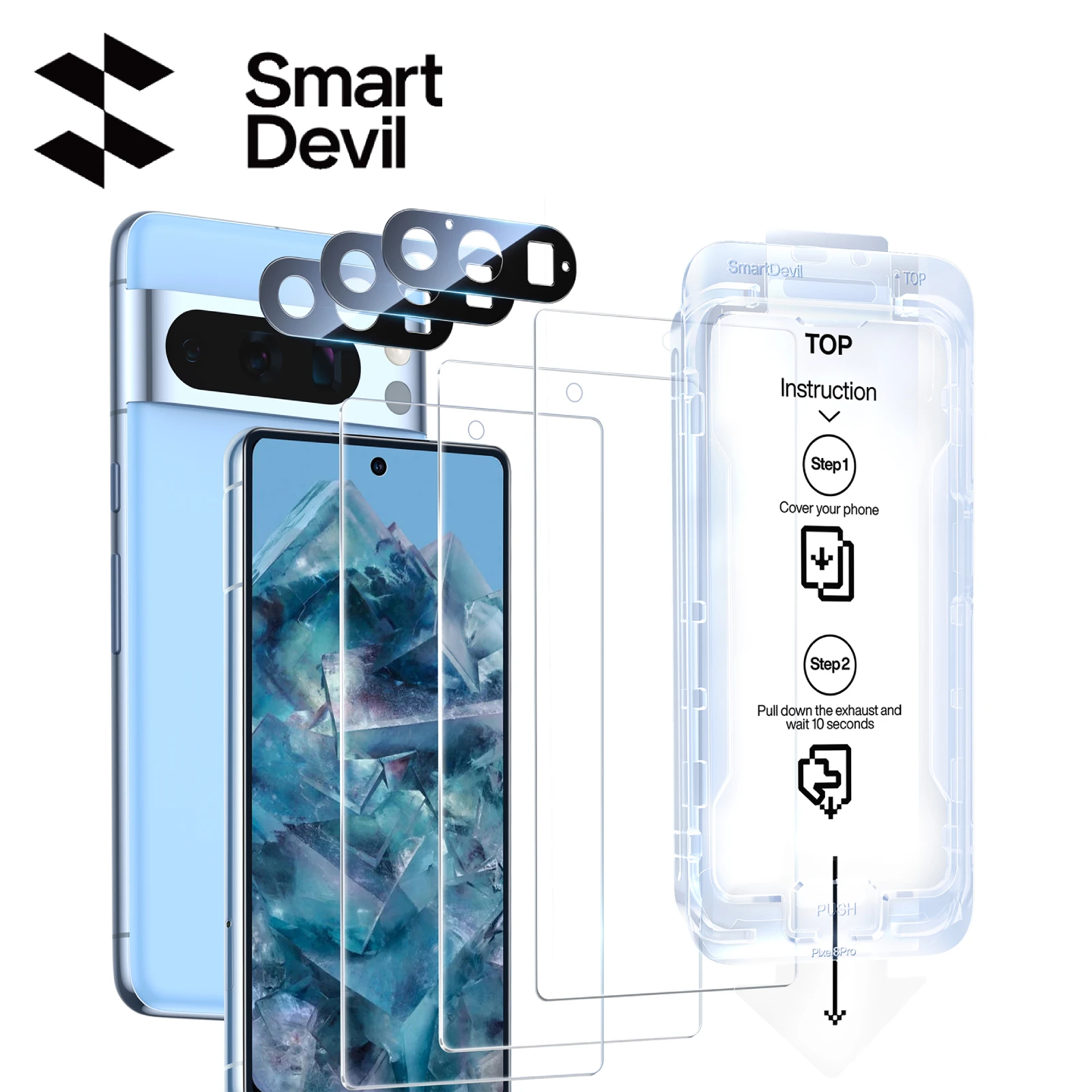 SMARTDEVIL 3PCS Dust-free Tempered Glass Film for Google Pixel 9Pro XL 8 Pro 9 with Camera Lens Protector HD Screen Protector