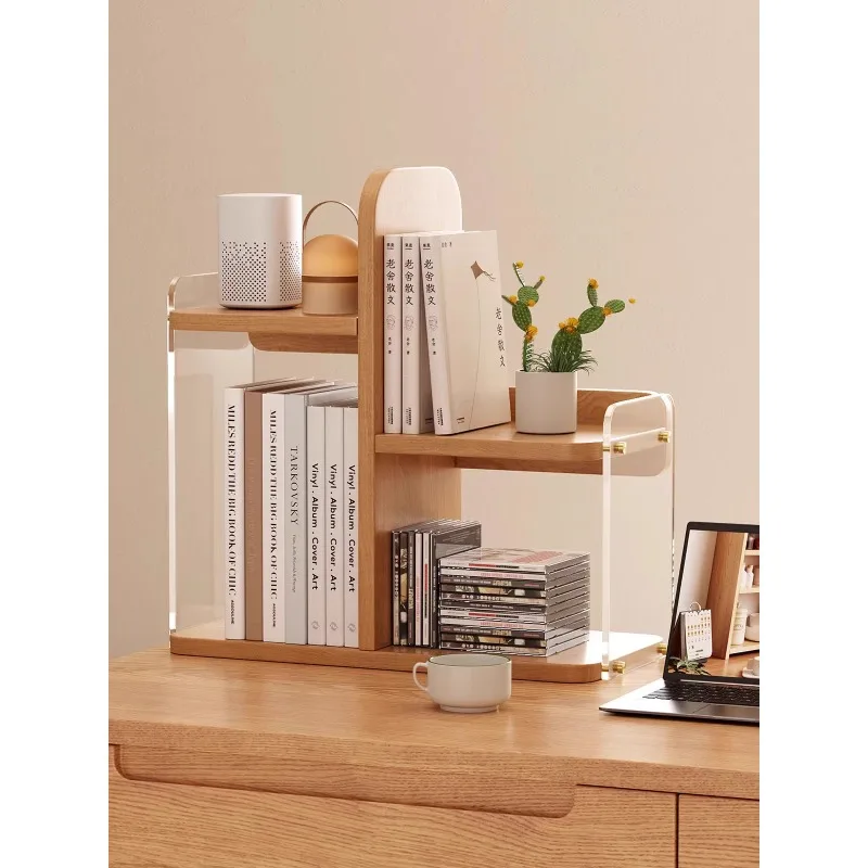 

Solid wood desktop shelf Home small bookshelf Office desktop storage Vertical multi-layer workstation small shelf