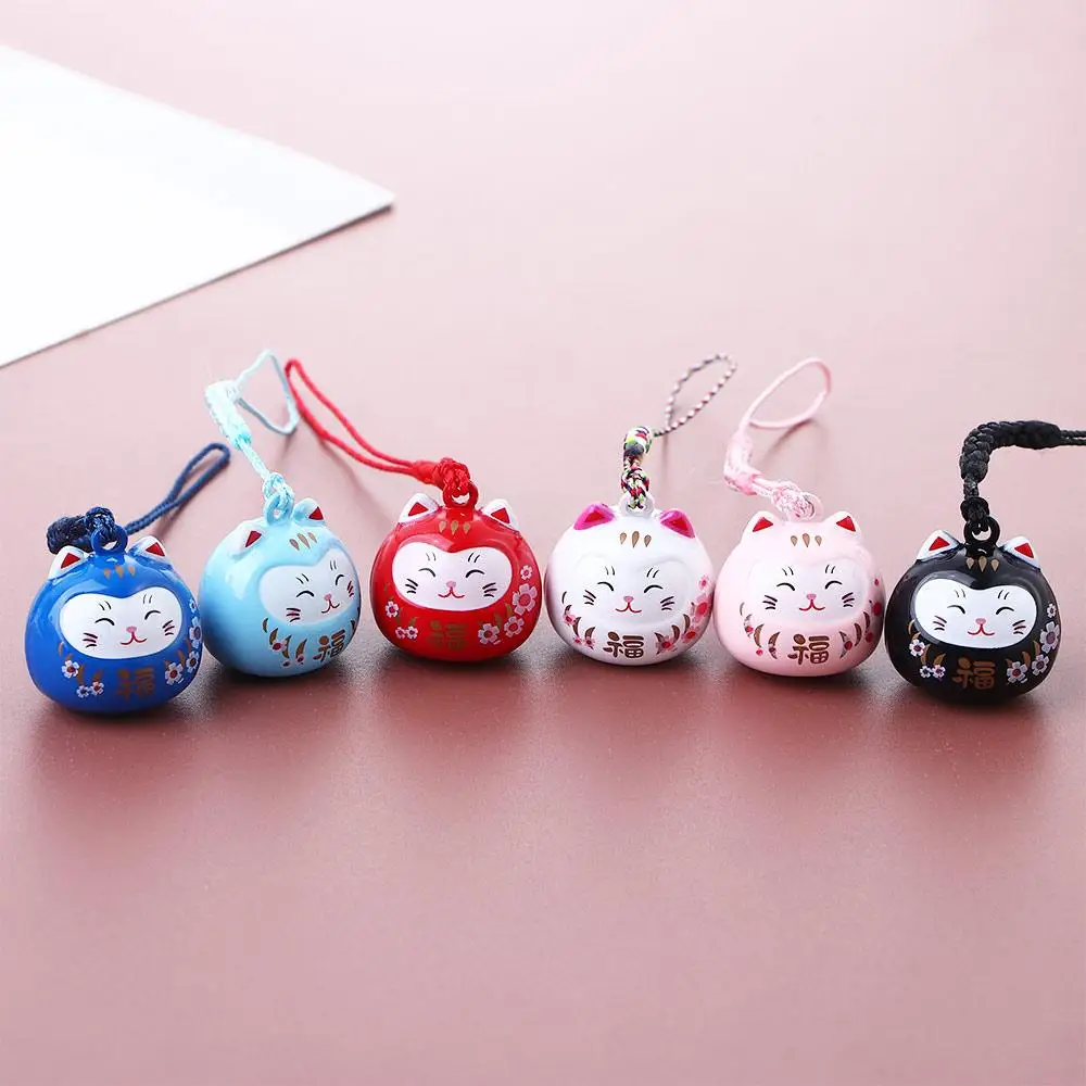 Cartoon Japan Lucky Cat Keychain Maneki Neko Trinkets Car Phone Accessory Bag Pendant Good Luck Fortune Wealth Couple Gift