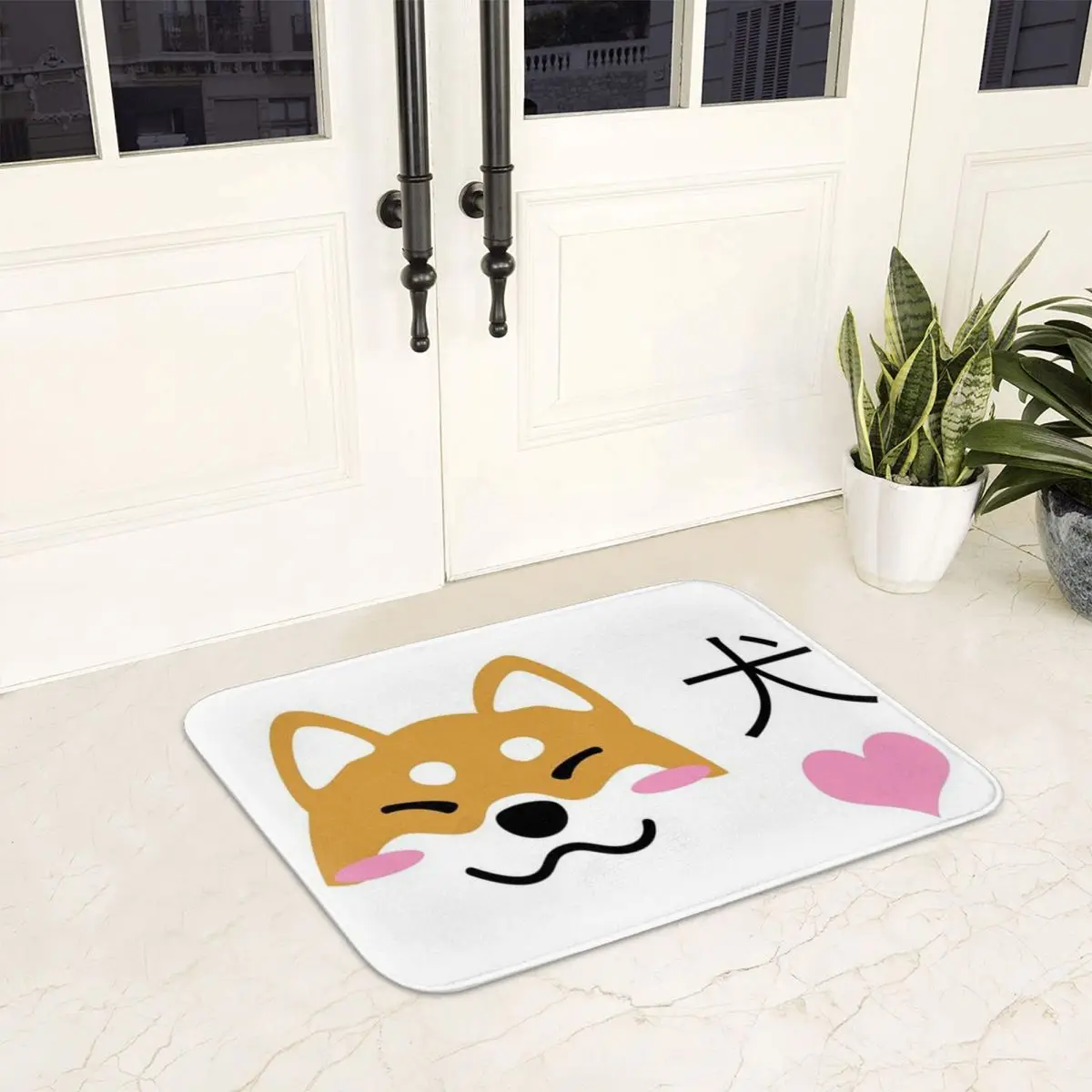 Shiba Inu Dog Shibe Japanese Heart Kawaii Cute Doge Doormat Anti-skid Bathroom Floor Mats Home Entrance Rugs Carpet Footpad