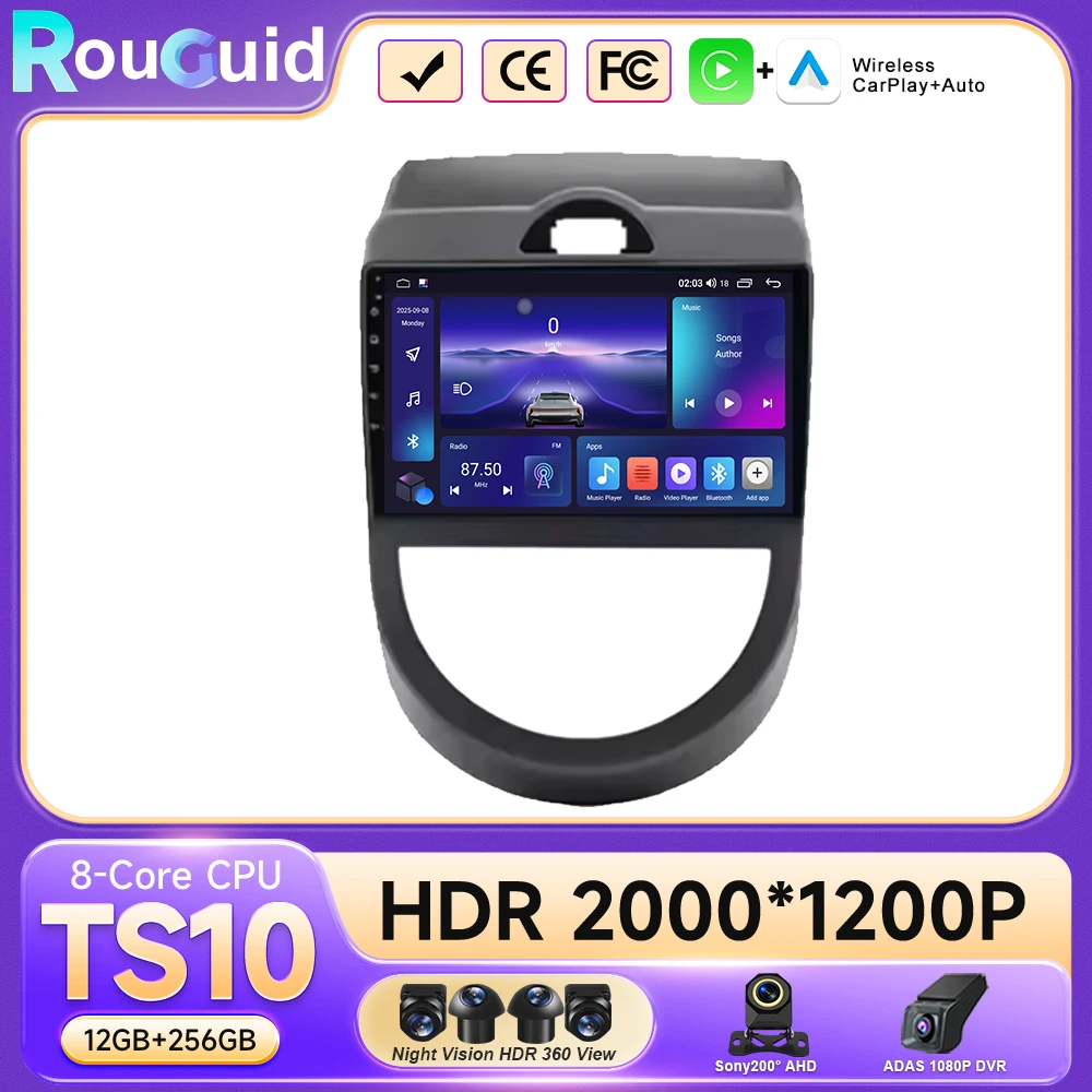 

Android 16 For Kia Soul 1 AM 2008 2009 2010 2011 Carplay Auto Car Radio Multimedia Player Auto Radio GPS Navigation BT Head Unit
