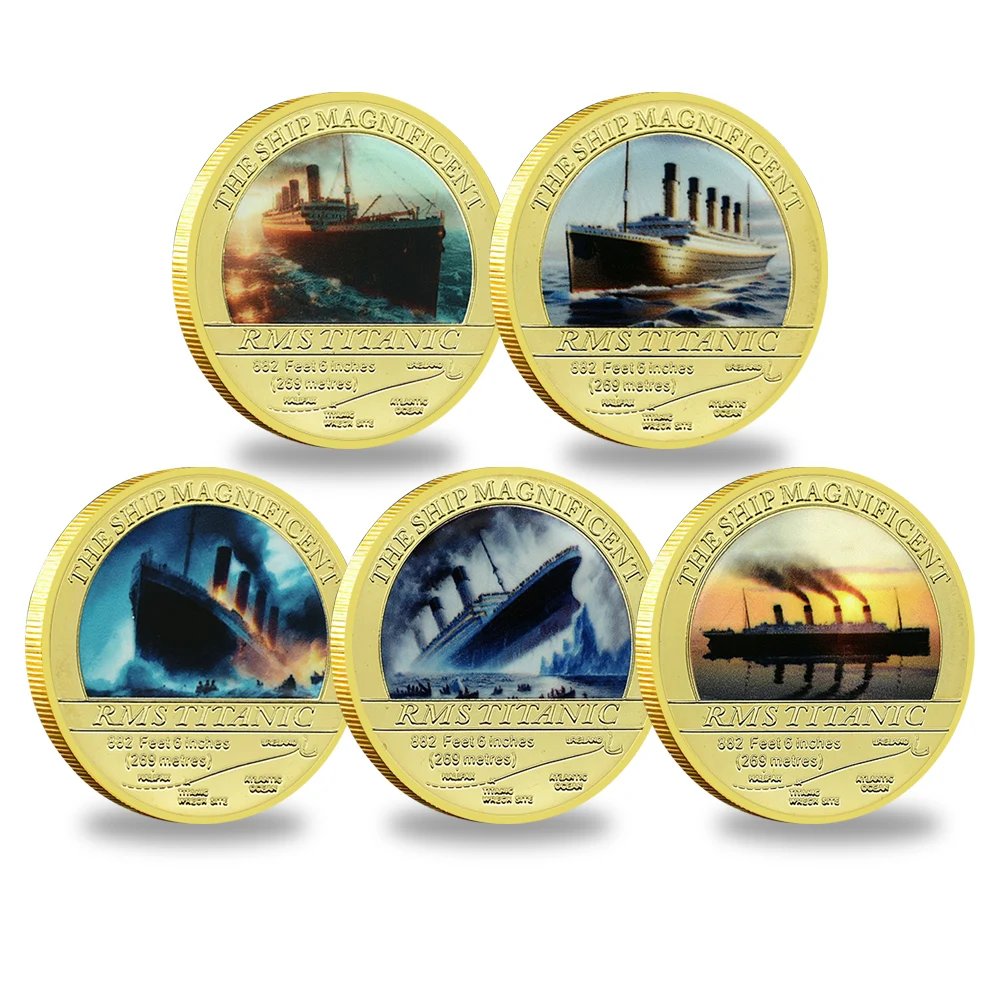 

Набор памятных позолоченных монет RMS Titanic | 5 шт. Великолепная коллекция исторических кораблей для коллекционеров