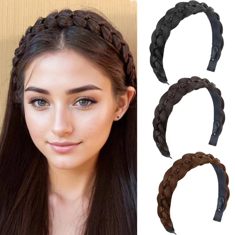 

Синтетические женские парики, плетеная повязка на голову, регулируемый обруч ручной работы в стиле ретро с зажимами BB и повязка на липучке, шиньон для женщин