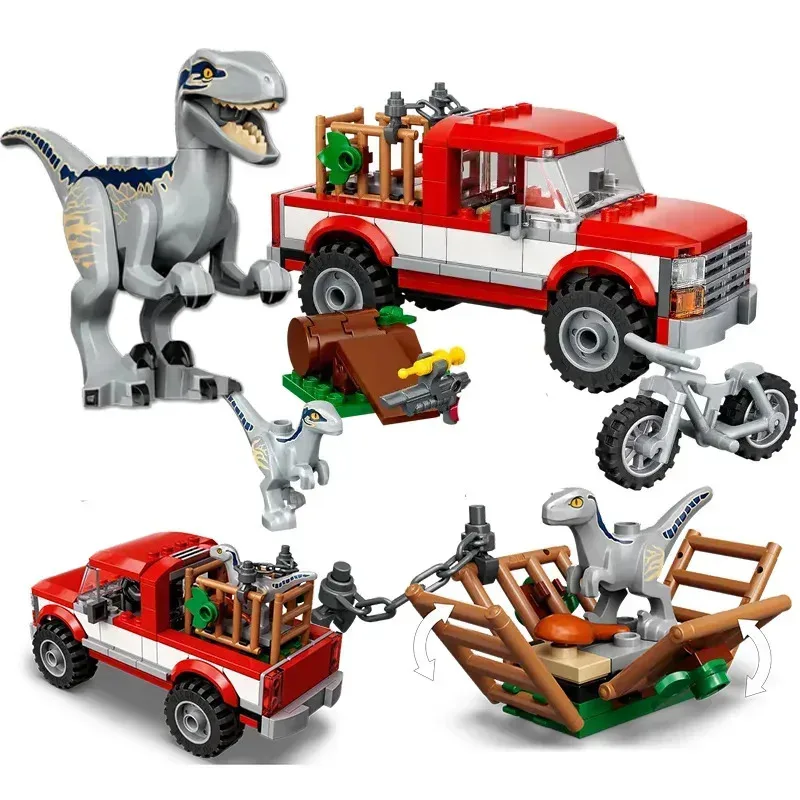 Creative series model; capturing velociraptor Blue and Beta bricks; boys' assembly toys, gift ornaments