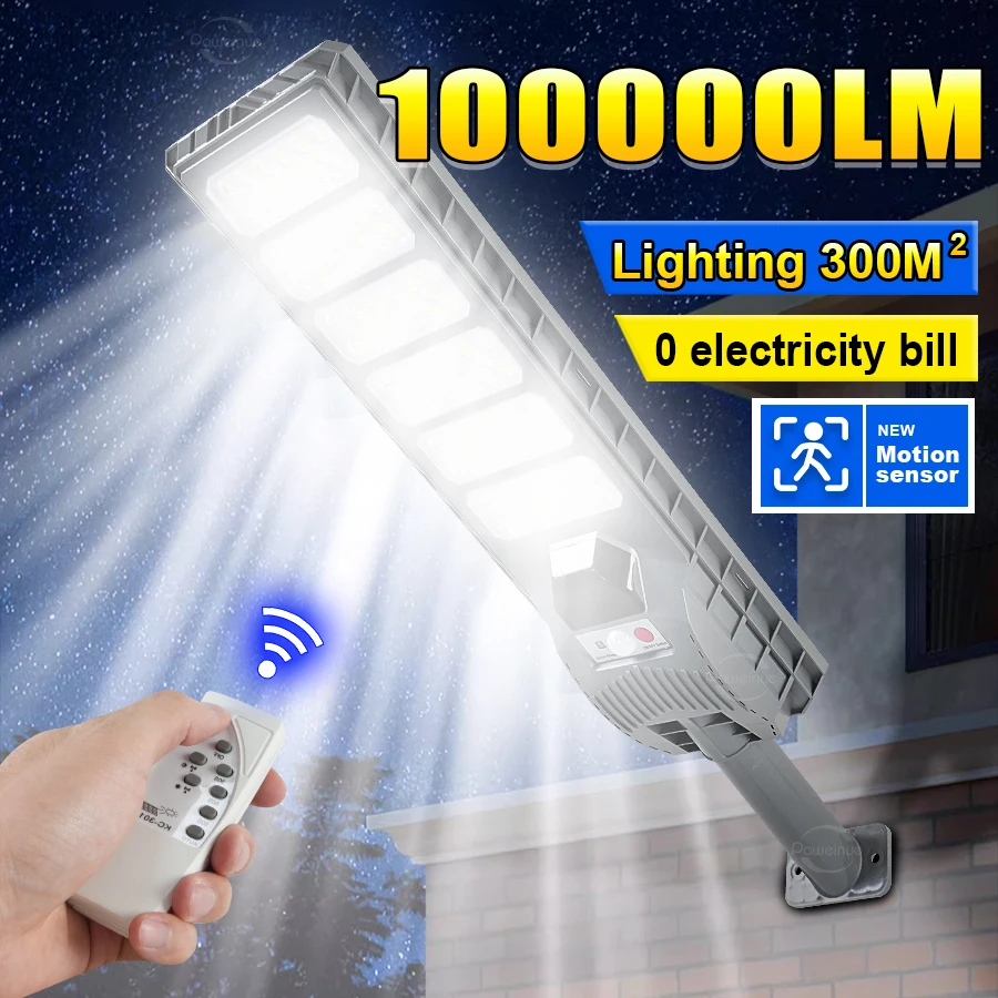

New 100000LM Powerful Outdoor Solar Light Motion Sensor Outdoor Wall Lights External Solar Lamp Waterproof Garden Street Lamp