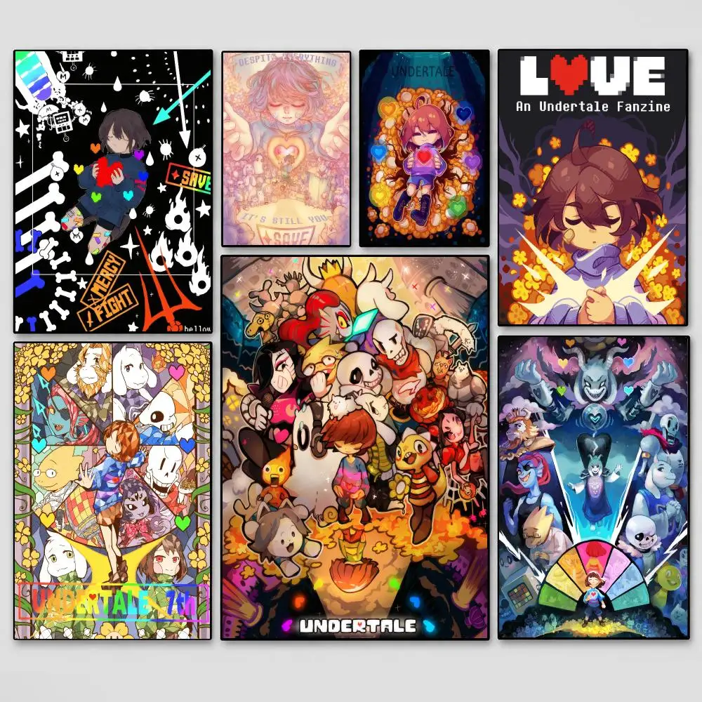 Game U-undertale Poster Decorative Wall Art Stickers Mural For Home Living Room Hallway Decor Gift
