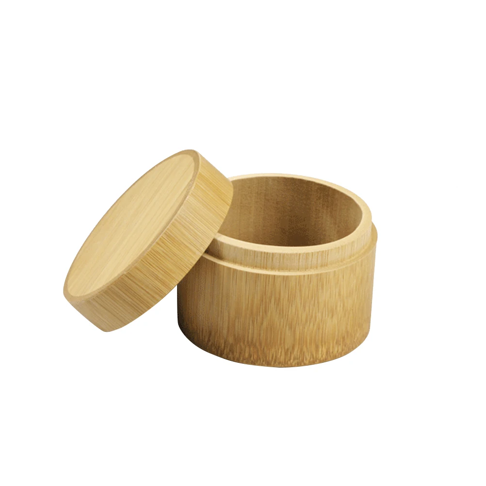 

Mini Round Bamboo Tea Box Storage Case Canister Column Jar Organizer Handmade Airtight Sealing Preservation Container Homeowners