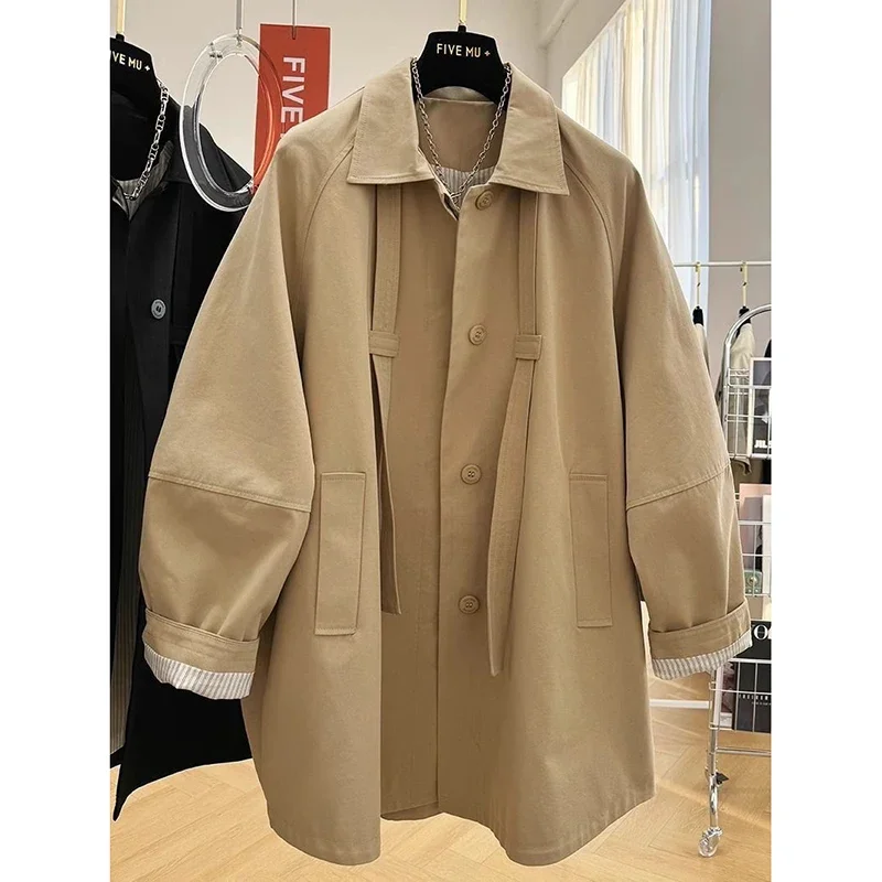 Lente Nieuwe Trenchcoat Damesmode Lange Mouw Casual Mid Lengte Losse Vrouwelijke Jas Single Breasted Windjack Vrouwelijke Tops