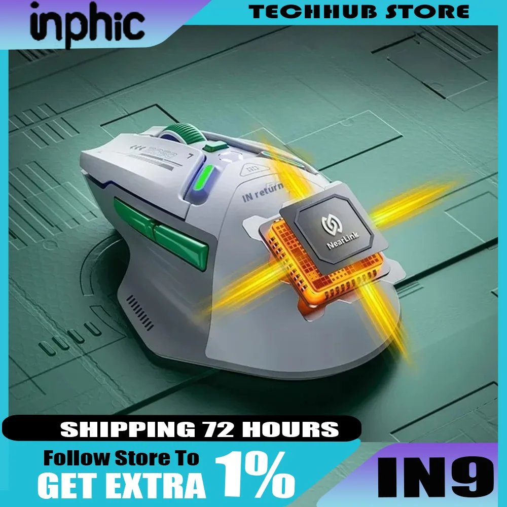 

INPHIC IN9 Трехрежимная игровая мышь 10000 точек на дюйм Bluetooth 5.0 Соединение RGB Световой эффект Многостильная беспроводная мышь