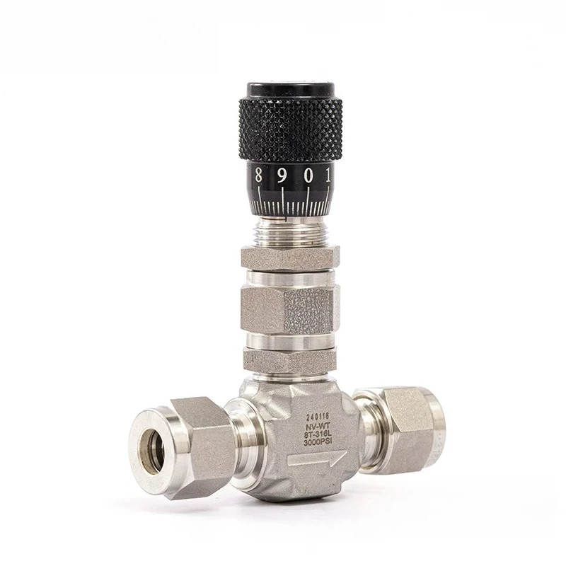 316L Stainless Steel Micro-regulating Valve Angle Metering Trimming Valve Scaling Flow Needle Vacuum Valve