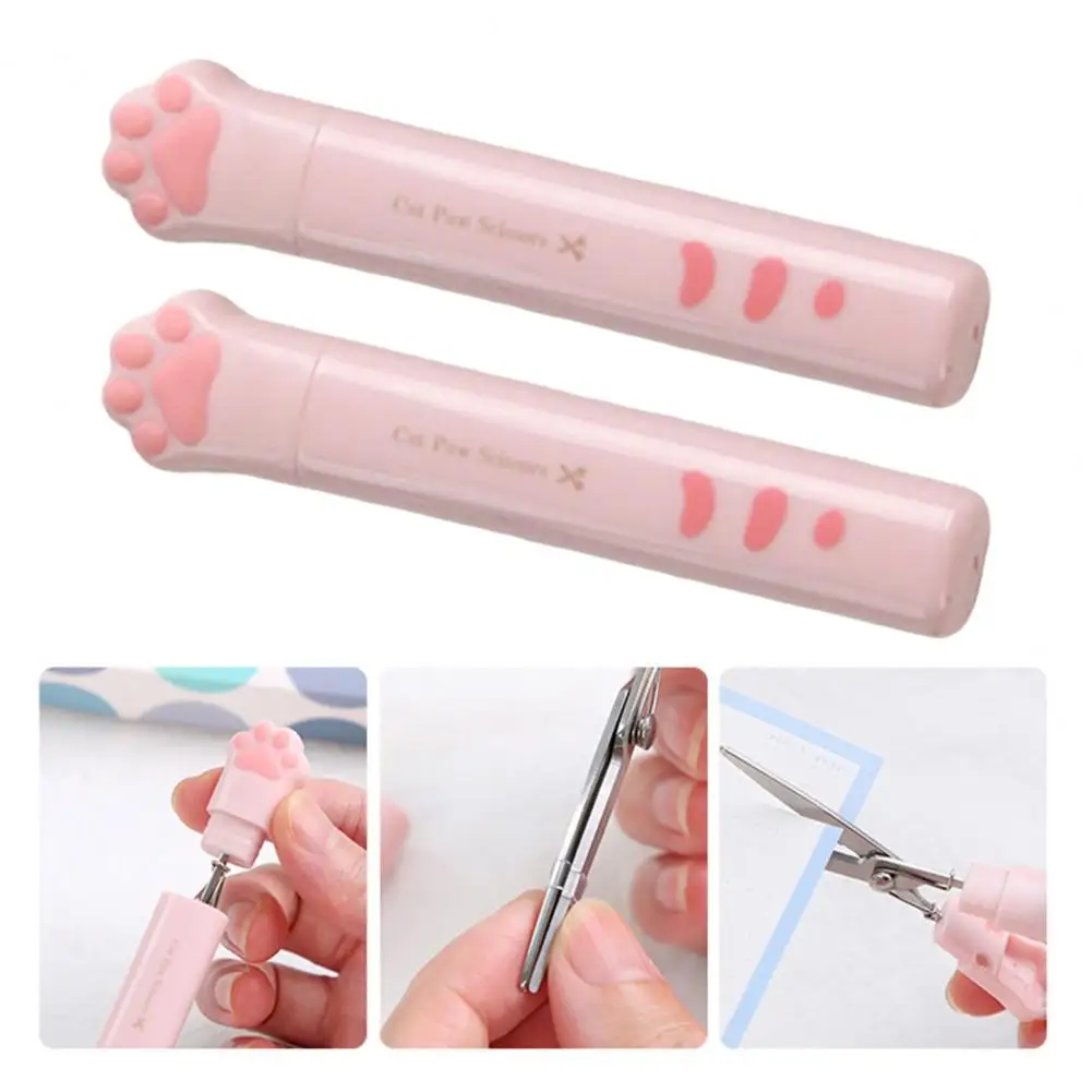 Portable  Useful Cute Cat Paw Hand Account Scissors Stainless Steel Pen Scissors Safe   for Home
