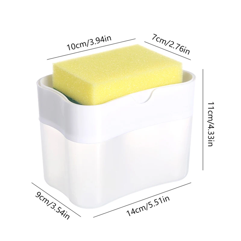 Dispenser di sapone per piatti per cucina, Dispenser di sapone liquido Dispenser da cucina con portaspugna, Dispenser per pompa di sapone in spugna Caddy