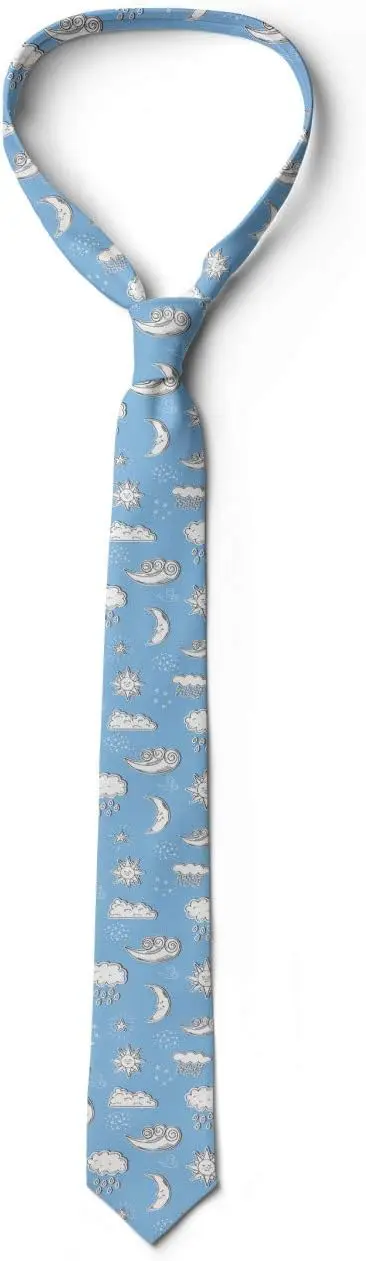 

Lightblue Sky Cloud Sun Doodle Multicolor Modern Men's Tie Men Accessories Ties for Boys Dad Grandpa Party Theme Tie