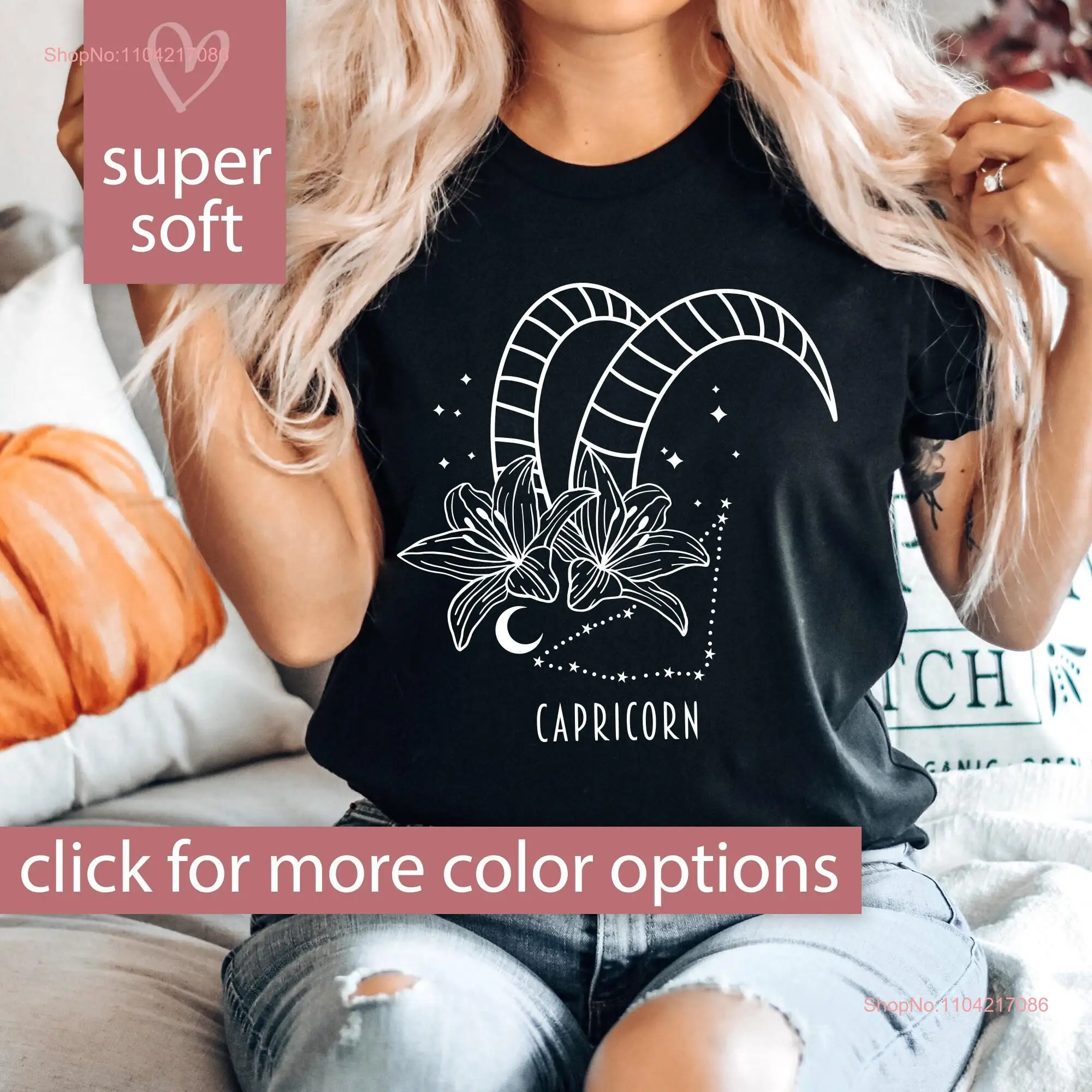 Capricorn T Shirt for Women Birthday Astrology Zodiac Season her long or short sleeves