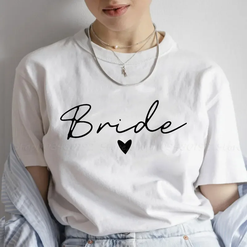 Team Bride T-shirt Women Bridal Wedding Tops Friends Single Farewell Bachelorette Hen Party Tees EVJF Blouses Aesthetic Clothing