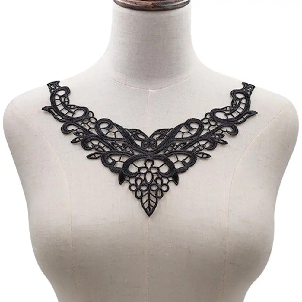 Embroidered Lace Collar Elegant V-neck Lace Collar Appliques for Diy Sewing Wedding Dress Costumes Butterfly for Gowns