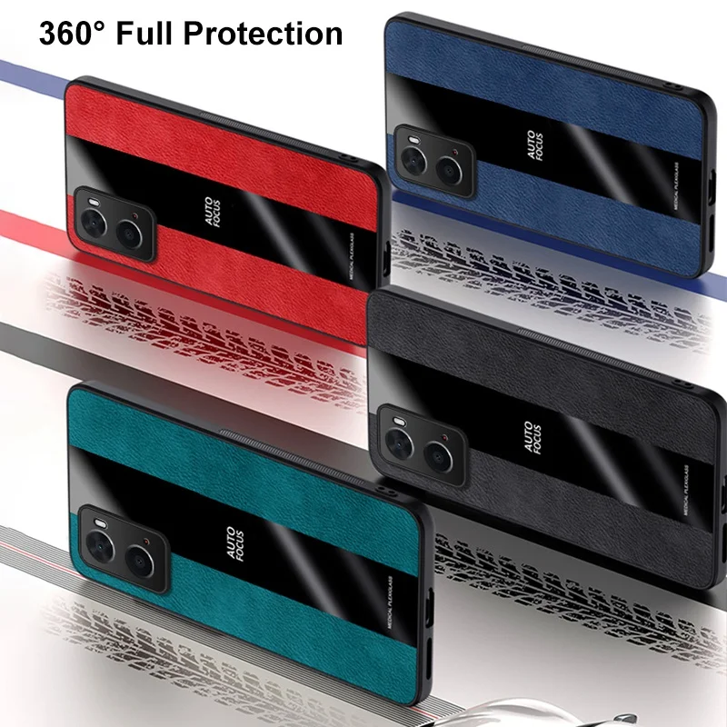 Ring Holder Leather Case For OPPO A36 A76 A96 4G Back Cover Luxury Magnetic Silicone Protection Phone Case For OPPO A96 5G Coque