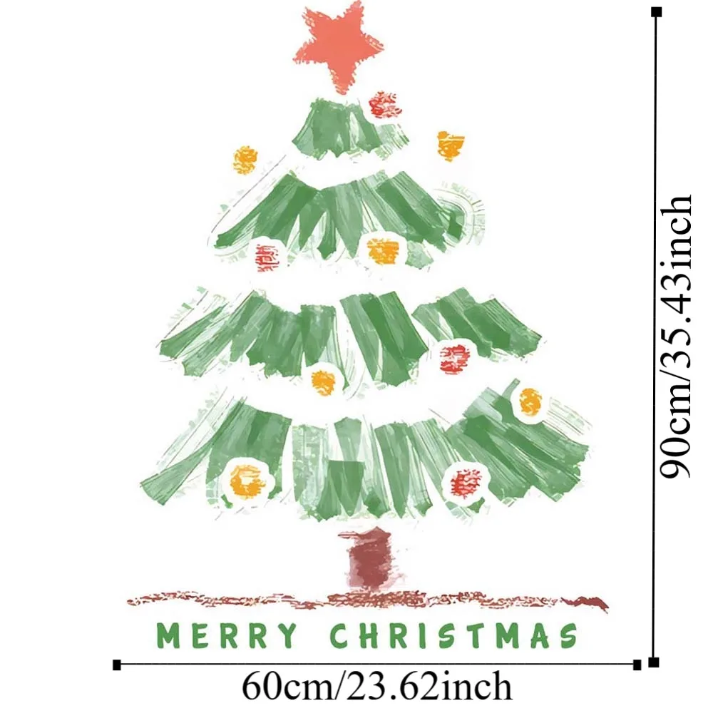 Colorful Christmas Tree Stickers Waterproof Over Size Glass Electrostatic Film Portable Visible on Both Sides