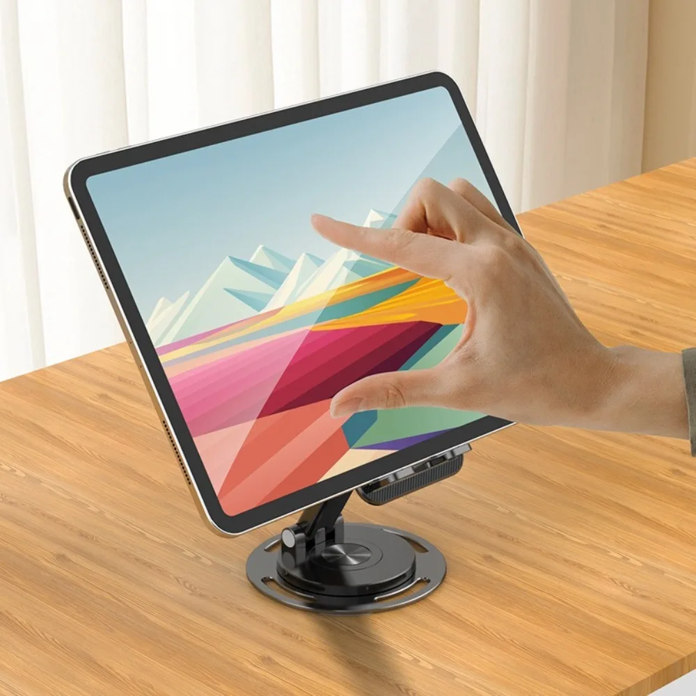 

New Alloy Material Mobile Phone Holder Damping Design Hollow Heat Dissipation Desktop Stand Cup Dolly 360° Rotation Flat Bracket