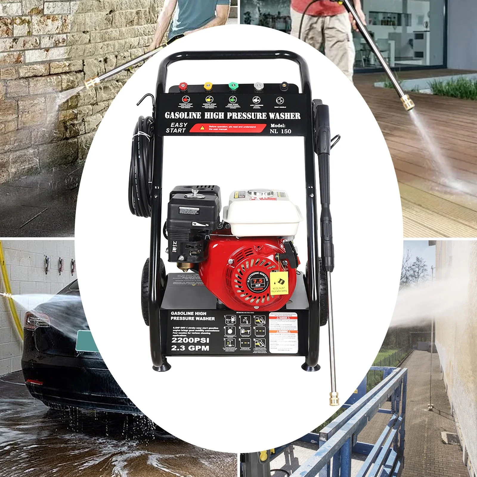 7.5PS 3400RPM Gasoline Engine Steam Jet, 170 bar Professional High Pressure Cleaner Industry Gasoline Surface Cleaner