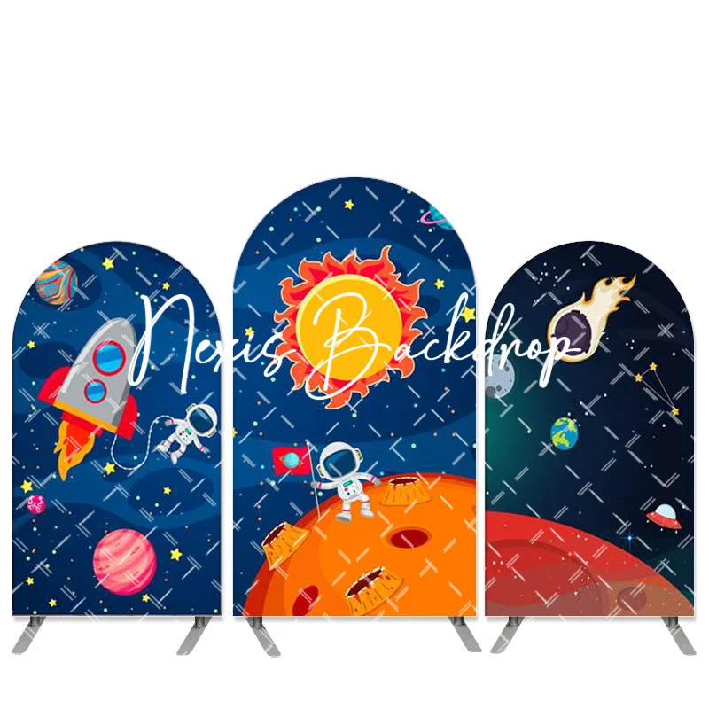 Galaxy Space Birthday Photography Background Astronaut Rocket Backdrop Banner for Children's Birthday Planet Party Backdrop