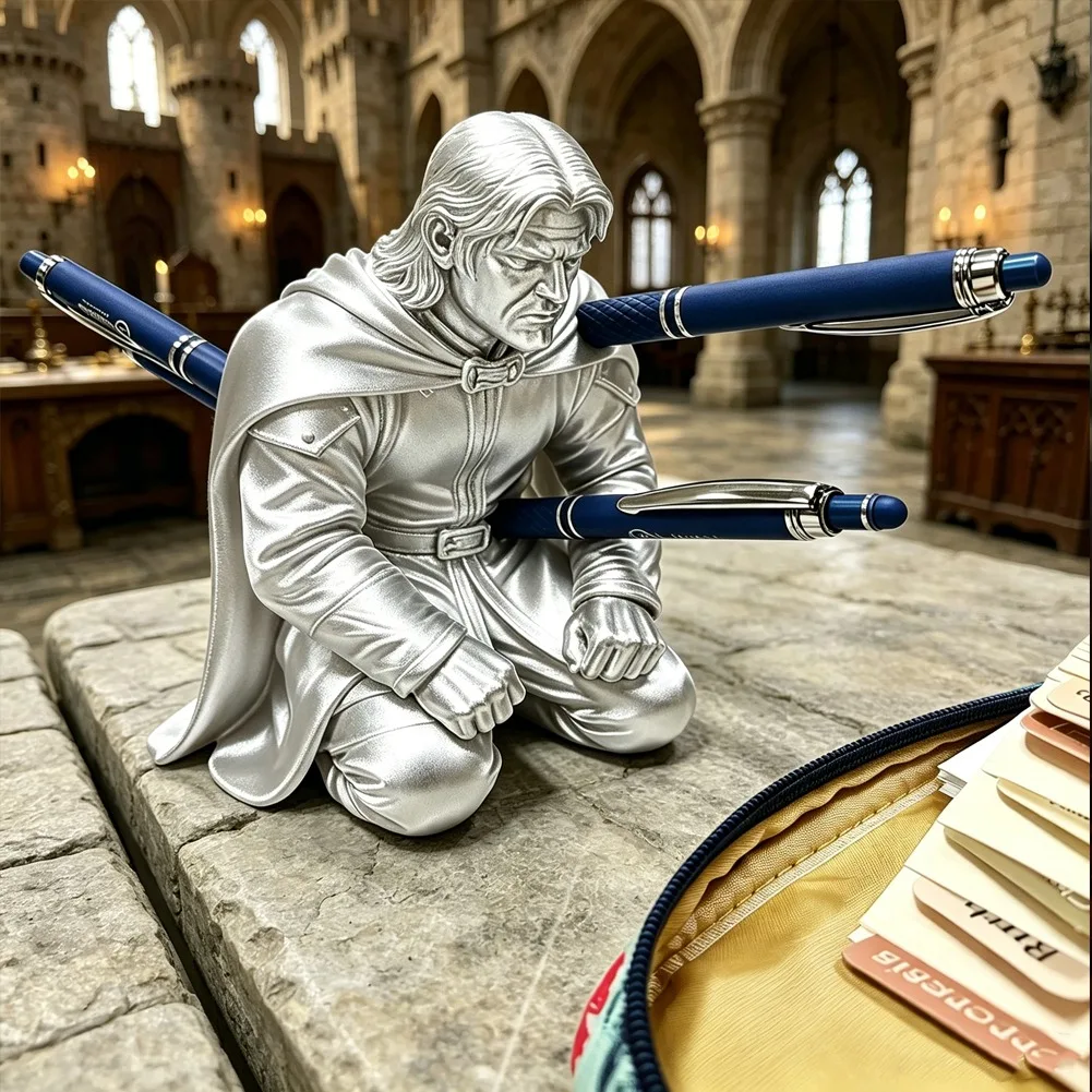 

Medieval Commander Pen Holder 3D Printed Desktop Ornament Universal Pencil Rack Warrior Model Ballpoint Stand Office Study Decor