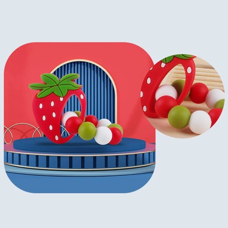 J15U Baby Fruit Silicone Teether Beads Bracelet BPA Chewing Nursing Teething Toy