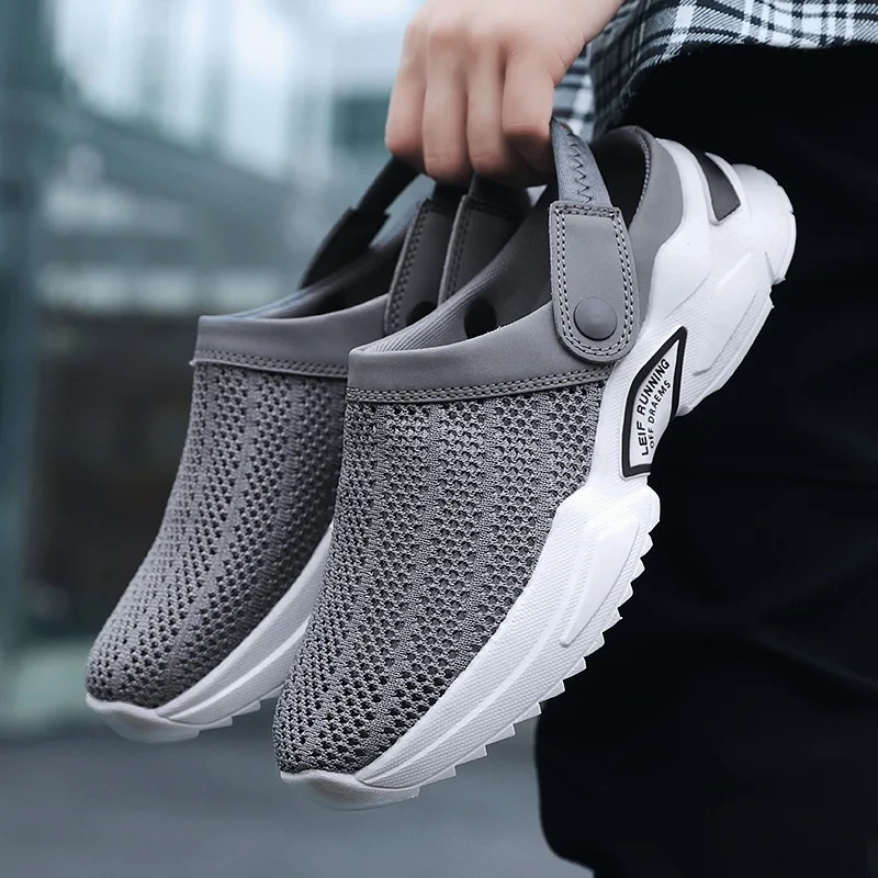 2023 Summer Flip-Flops Large Size Cross-Border Men's Half Slippers Men's Sandals Student Hole Closed Toe Sandals Beach Shoes