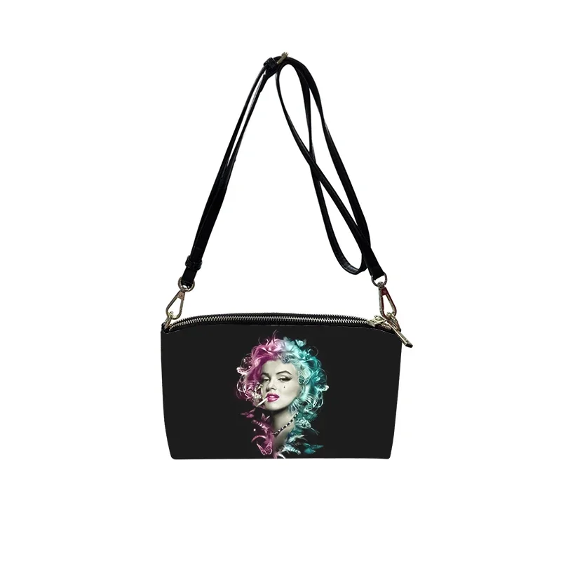 Marilyn Monroe PU Bolsa tiracolo feminina, bolsa de ombro minimalista, bolsa quadrada pequena, nova moda, 2023