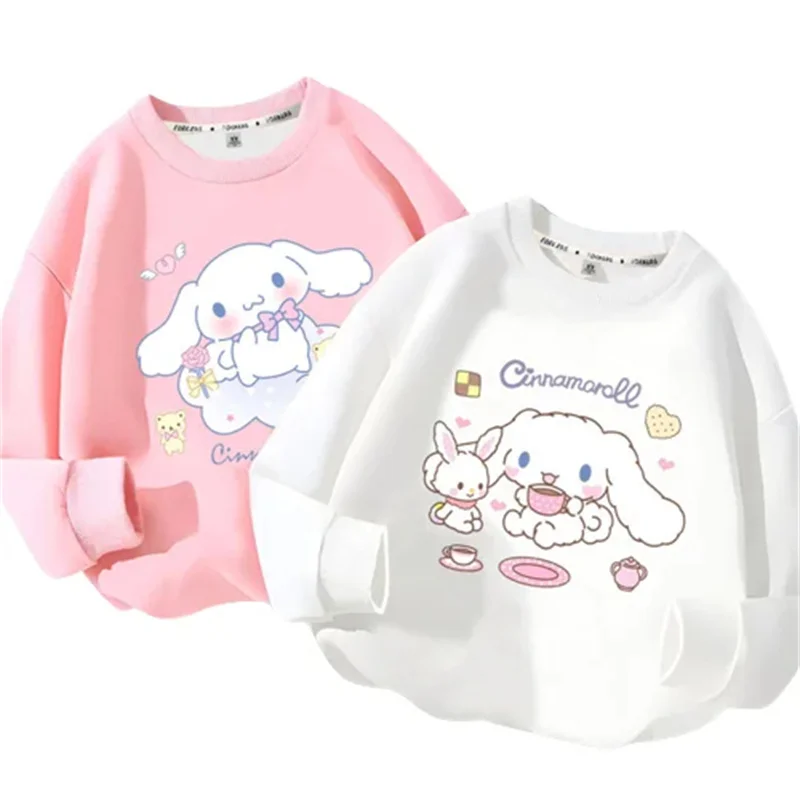 

Cartoon Sanrio Cinnamoroll Pattern Girls Sweatshirt Autumn And Winter Thickening Section Sweatshirt Girls Trendy Clothes