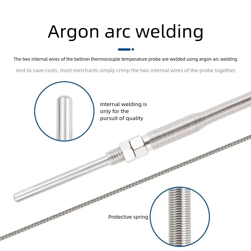 K-type probe thermocouple temperature sensor Probe 30/50/100/150MM Length 1/2/3/4/5M needle temperature controller waterproof