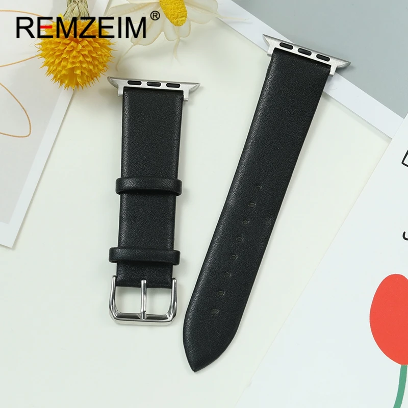 

Green Blue Ultra-thin Leather Watchband Belt for Apple Watch Band 1-11 SE Ultra 3 2 1 Strap for Iwatch 49/46/45/44/42/41/40/38mm