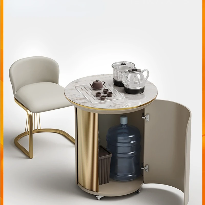 

Balcony small tea table and chair combination mobile small tea cart kettle integrated tea cabinet