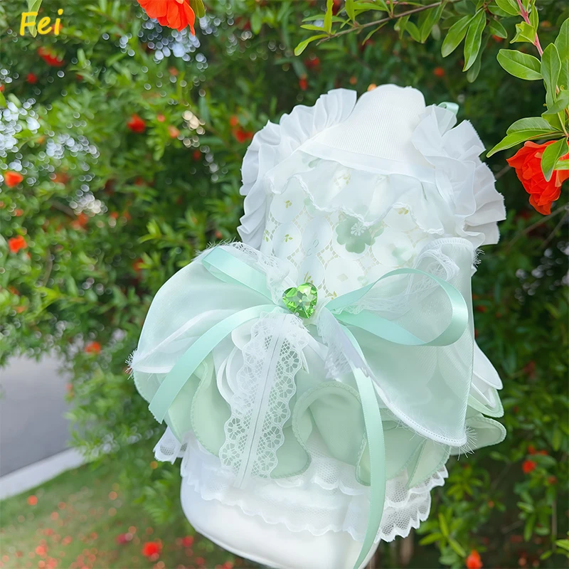 

Breathable Mint Lace Dog Dress - Sleeveless Gradient Cake Gown with Bow, Lightweight Chihuahua Outfit for Summer Puppy Party