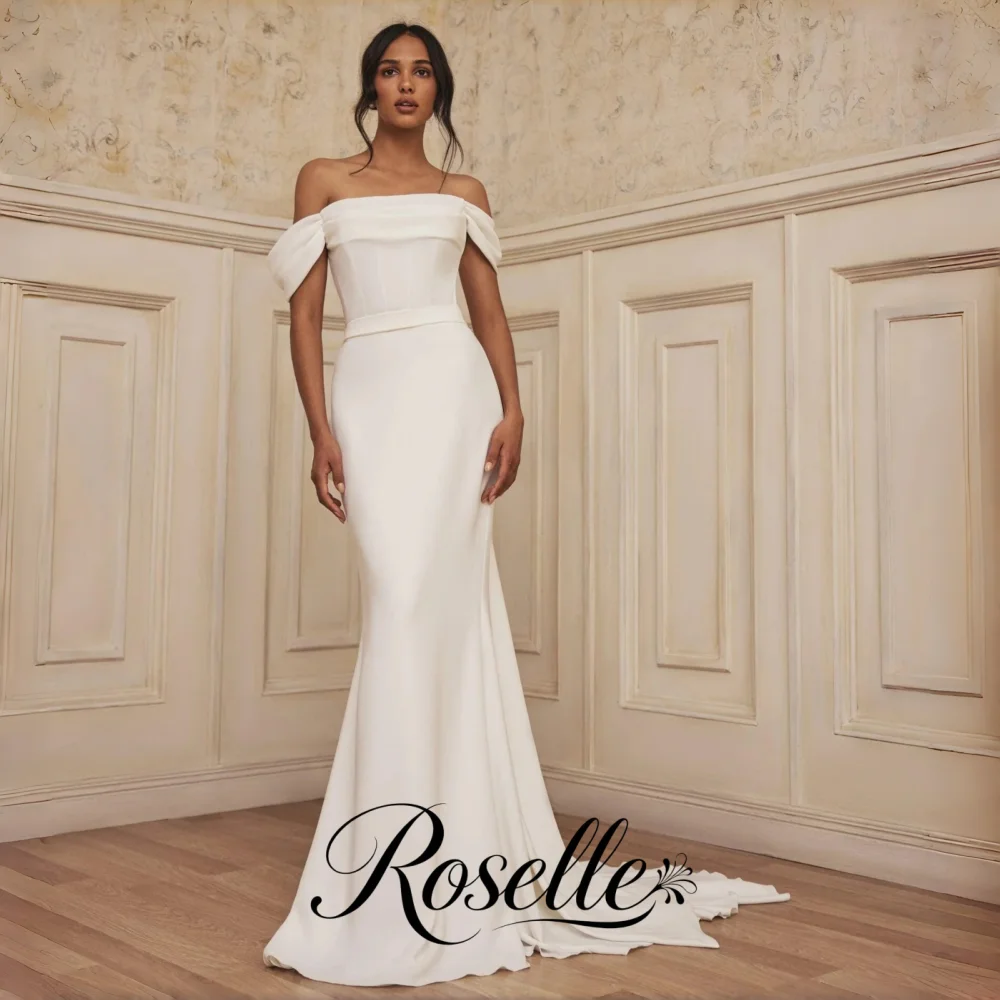 ROSELLE Simple Strapless Mermaid Eleagnt Wedding Dress Off Shoulder Bow Open Back 2026 Bridal Gown Customized свадебное платьеl